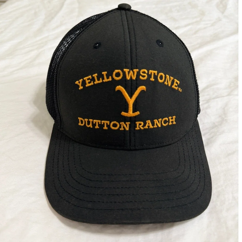 Yellowstone Dutton Ranch Trucker Hat Black Mesh Snapback Cap One Size Fits Most